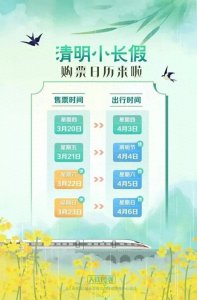 ​清明小长假火车票即将起售，购票日历出炉