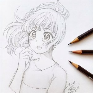 ​适合新手临摹的动漫女生线稿图